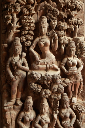 Thai art carving woodenの写真素材