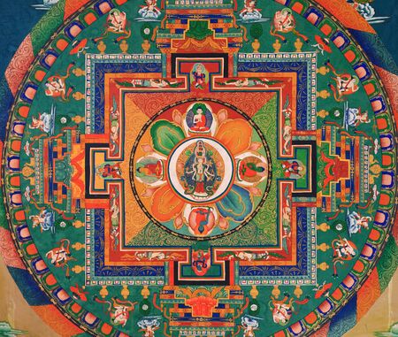 Painting at the temple in Leh, Ladakh, Indiaの写真素材