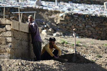 Worker in Leh, Ladakh, Indiaの写真素材