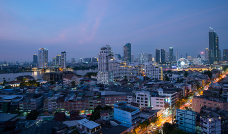 Bangkok cityscape at twilight, Bangkok, Thailand, Asia.