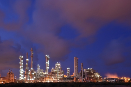 Petrochemical industry during sunsetの写真素材