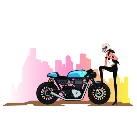 Illustrator for racing girl city dayのイラスト素材