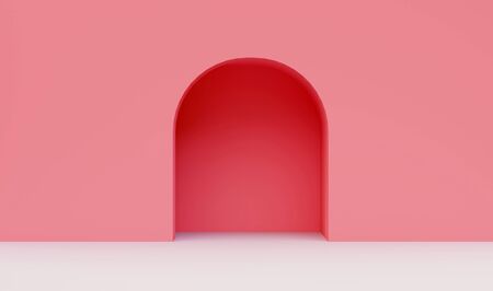 3d rendering Pink minimal wall style,backgroundの写真素材