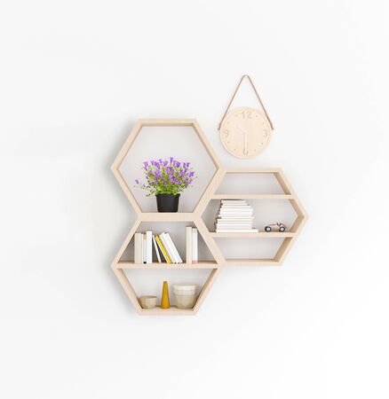 3d rendering wooden shelf, Minimal Japanese style.の写真素材