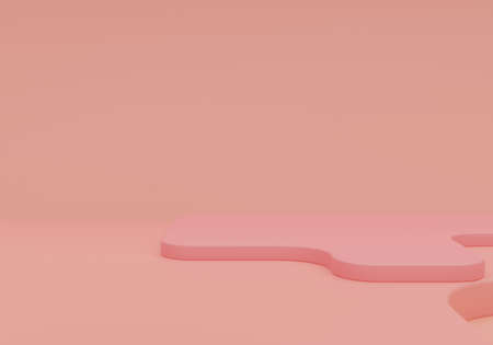 pink pastel monochrome Cosmetic background for product presentation, for fashion magazine illustration. 3d render illustrationの写真素材