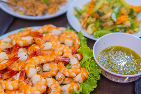 Thai food on the table in the restaurantの写真素材