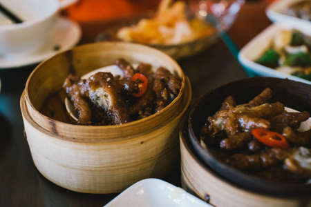 Chinese food on the tableの写真素材