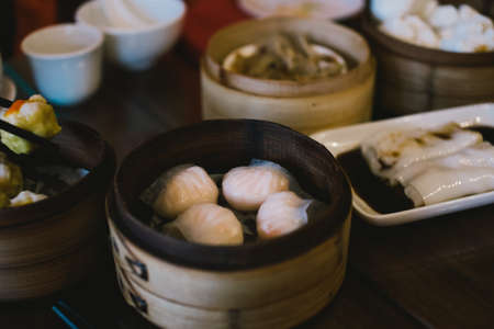 Chinese food on the tableの写真素材