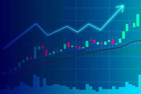 Candle stick graph chart of stock market concept for financial investment or Economic trends business idea. illustration design.の写真素材