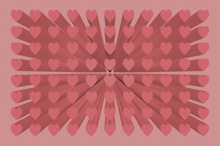 3D pink hearts shape isolated on light pink background. Illustration 3d hearts for Valentine's Day...