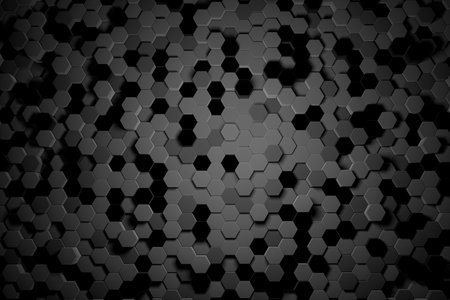 Abstract 3d black and grey hexagon background. illustration 3d render geometric pattern minimalist technology background concept.の写真素材