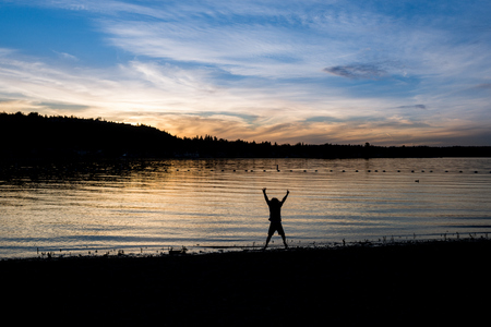 Just live the moment - like in childhood, when every sunset is a wonder..の写真素材