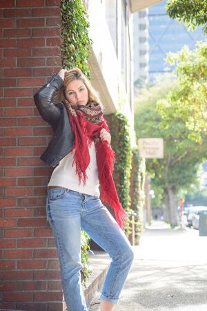 young attractive woman in the cityの写真素材