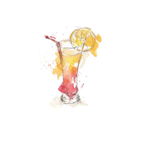 Watercolor sketch of cocktailの写真素材