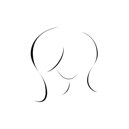 Silhouette of girl head and hair iconのイラスト素材