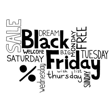 Hand drawn black friday word clouds.のイラスト素材