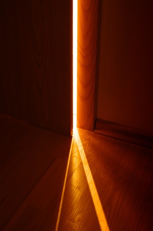 Open door and lightの写真素材