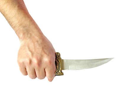 Decorative knife in man handの写真素材