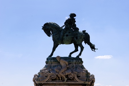 Silhouette of statue, Prince Eugene of Savoy, Budapest の写真素材