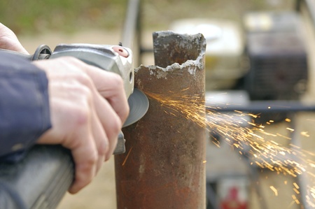 metal sawing close upのeditorial素材