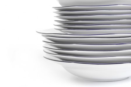 Plates in a stack shot in a studio の写真素材