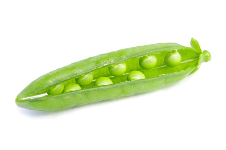 Fresh green peas isolated on white の写真素材