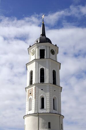 Bellfre tower of cathedral of Vilnius, Lithuaniaの写真素材