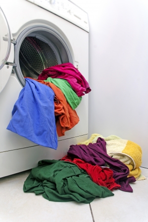 Washing machine on whiteの写真素材