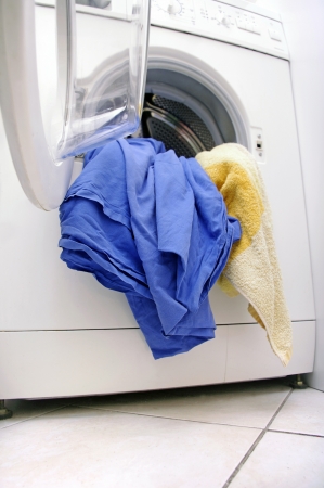 Washing machine on whiteの写真素材