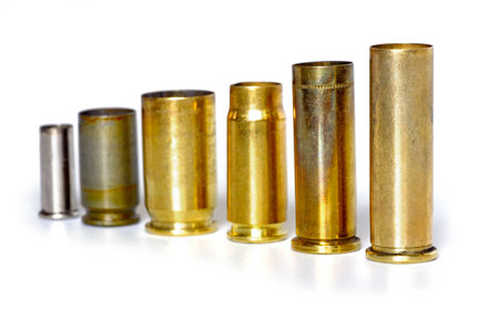 bullet cartridges big and small isolatedの写真素材