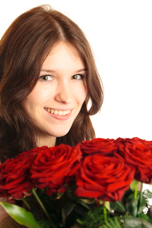 Young Woman With Rosesの写真素材