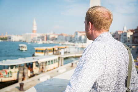 Tourist To Venice Enjoying The Viewの写真素材