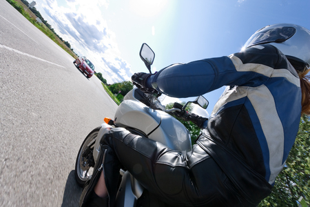 Adult Woman Riding Her Motorcycleの写真素材
