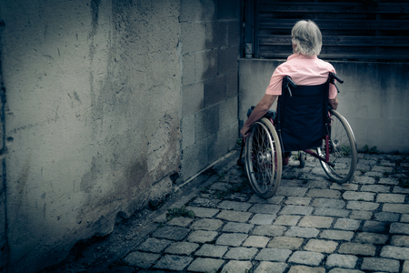 Senior Man In Wheelchair, Isolation And Loneliness Conceptの写真素材