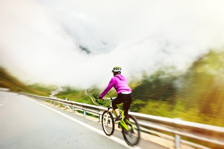 Young Woman Cyclingの写真素材