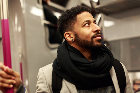 Male Commuter on Subwayの写真素材