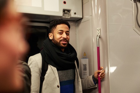 Male Commuter on Subwayの写真素材