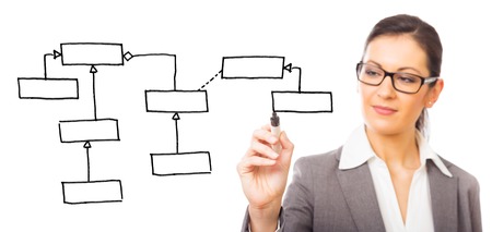 Software Engineer Drawing A Uml Class Diagramの写真素材