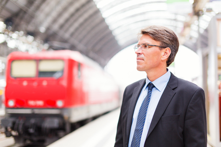 Businessman In Train Stationの写真素材