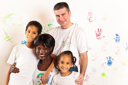 Mixed-race Family Paintingの写真素材