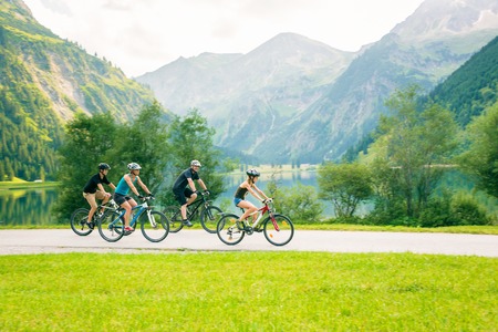 Family Of Four Cyclingの写真素材