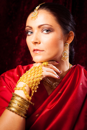 Young Woman Wearing Bollywood-style Sariの写真素材