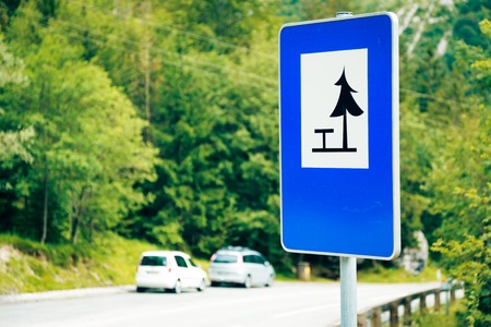 Picnic Area Sign And Parked Cars