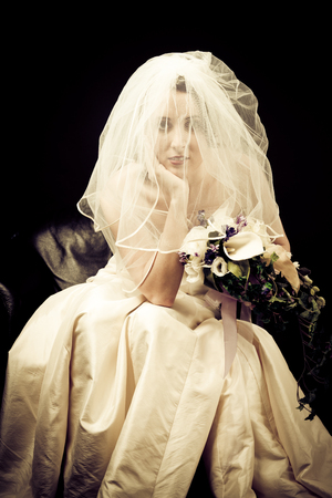 Studio Shot of a Beautiful Brideの写真素材