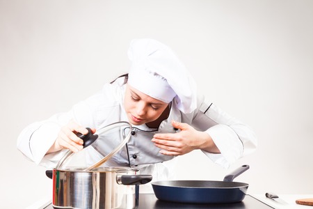 Chef Cooking In Her Kitchenの写真素材