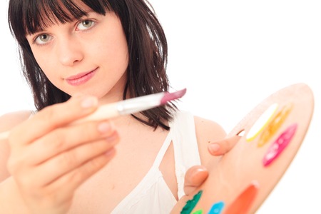 Young Woman Paintingの写真素材