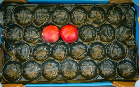 Empty Fruit Box At A Farmers Marketの写真素材
