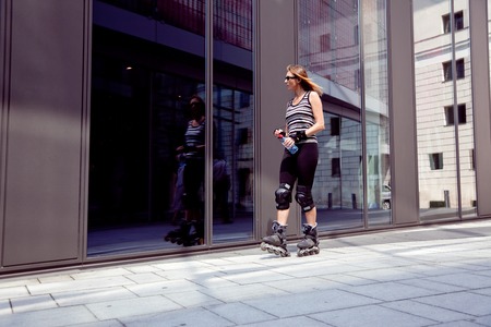 Mature Woman Rollerblading