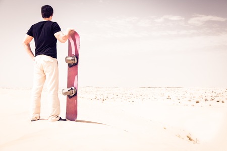 Tourist Sand Skiing In The Desertの写真素材