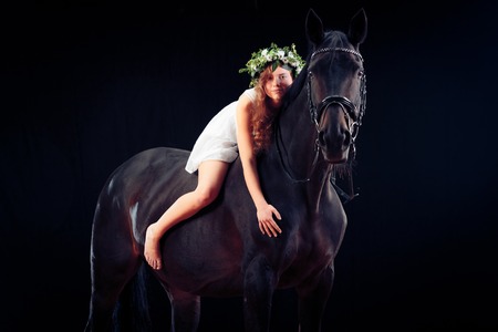 Young Girl With Her Horseの写真素材